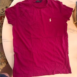 Ralph Lauren Crewneck T-Shirt in Deep Pink with Navy Tag